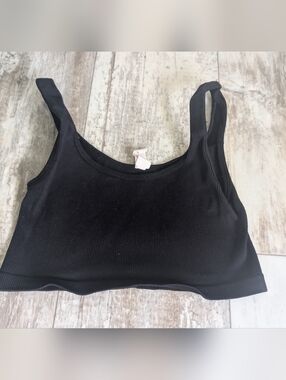 Full Tilt Black Ribbed Crop Tank Top